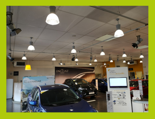 Installation de luminaires LED dans une concession automobile